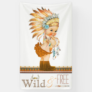 Lona Chicas Salvajes y Libres Baby Shower Tribal Boho