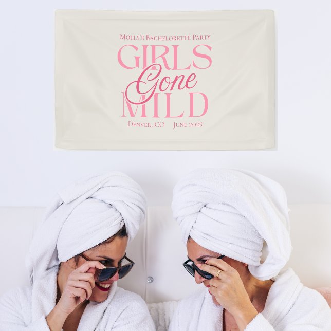 Lona Chicas se fueron leves - Diseño de la Personalizad (Girls Gone Mild banner with modern pink font – perfect for bachelorette or bridal celebrations!)