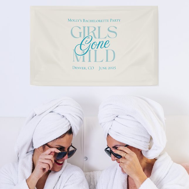 Lona Chicas se fueron leves - Diseño de la Personalizad (Girls Gone Mild banner with modern blue font – perfect for bachelorette or bridal celebrations!)