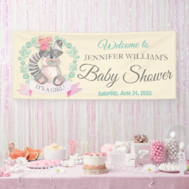 Lona Chicas Watercolor Baby Raccoon Baby Shower