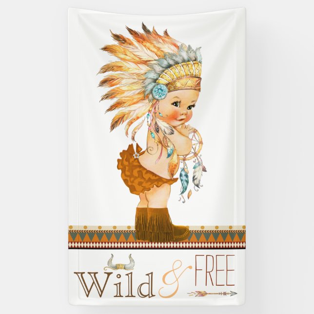 Lona Chicas Wild and Free Tribal Boho Baby Shower (Vertical)