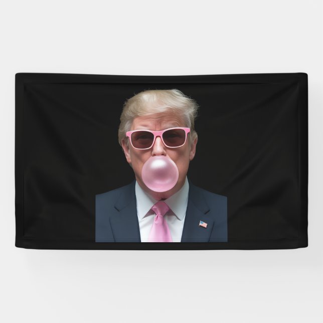 Lona Chicle Rosa Divertido Presidente EEUU Trump (Horizontal)