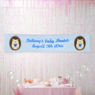 Lona Chico Bebé Azul Corazón Erizo Baby Shower