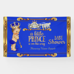 Lona Chico ducha de bebé príncipe azul dorado carruaje 