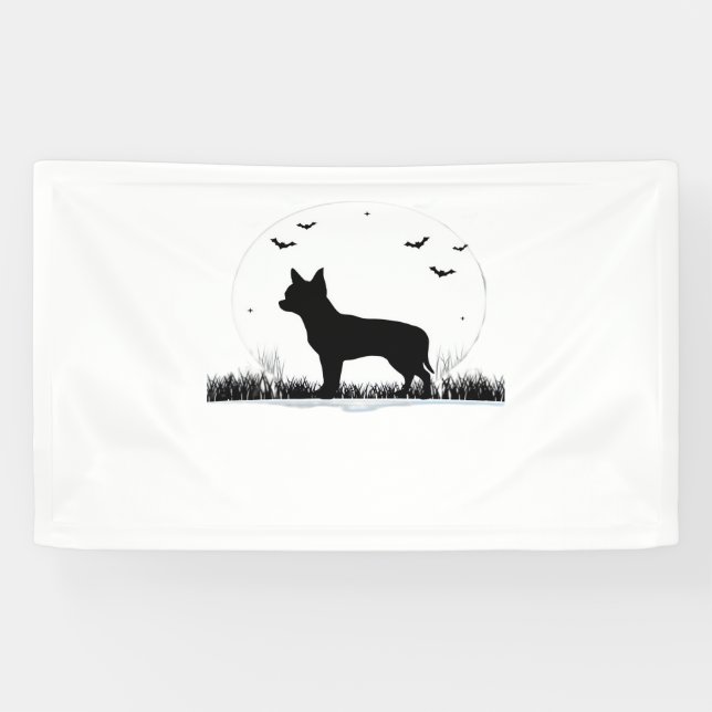 Lona Chihuahua Dog - Halloween Moon Silhouette Classic (Horizontal)