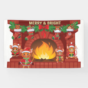 Lona Chimenea de Navidades de ratón de merry