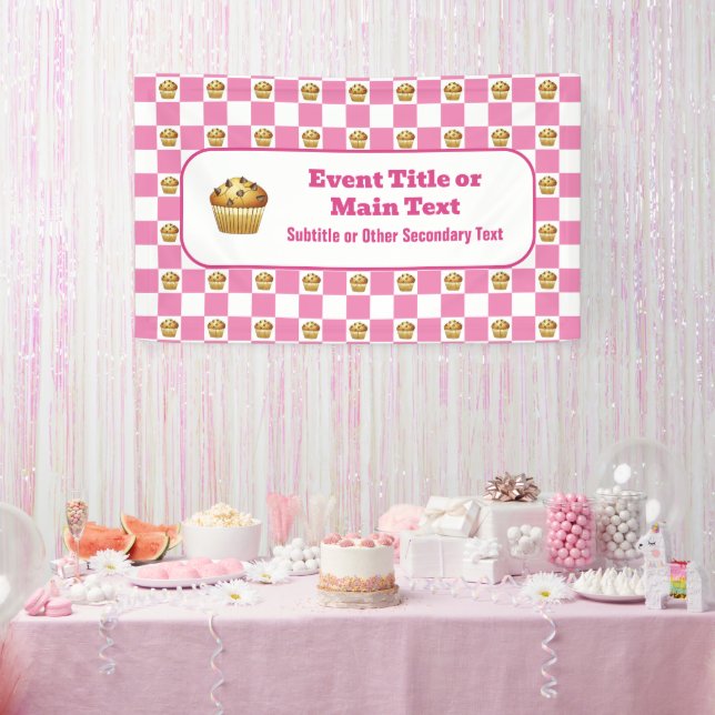 Lona Choc-Chip Muffin Check Pink & White Personalizado  (Fiesta)