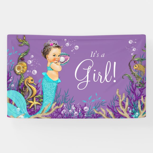 Lona Chocolate de sirena para baby shower (Horizontal)