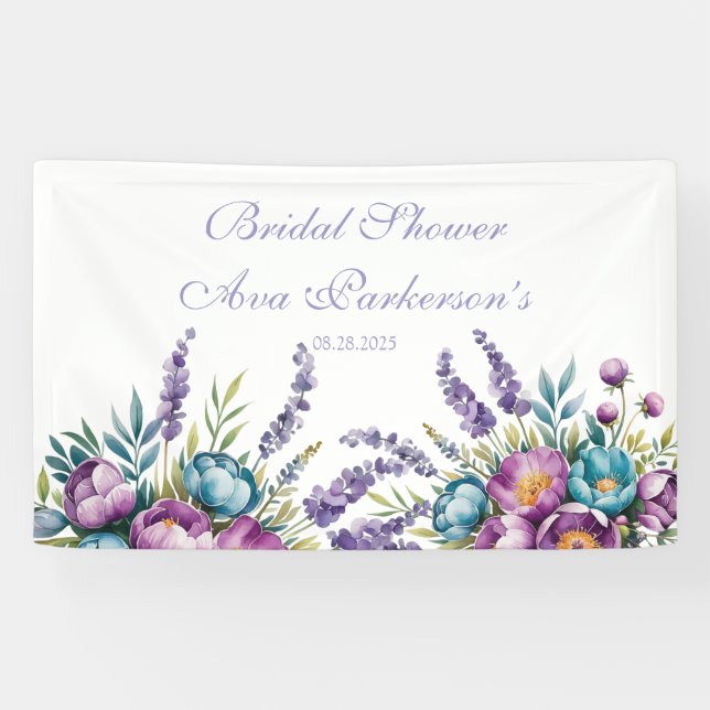 Lona Chorro de Boda de Flores Silvestres Purpura Turque (Horizontal)