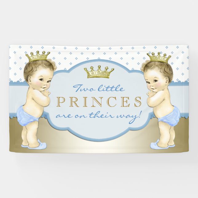 Lona Chorro de Gemelos Príncipe Baby Shower (Horizontal)