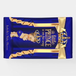 Lona Chorro de seda azul real corona de oro Baby Shower