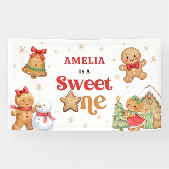 Lona Christmas Cookie Sweet One 1st Birthday Party (Horizontal)