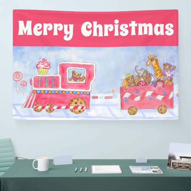 Lona Christmas Train Party Banner Decoration  (Feria)