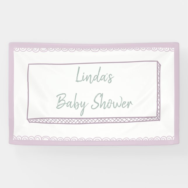 Lona Chupinada Minimalista Dibujada a Mano Baby Shower (Horizontal)