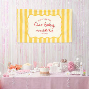 Lona Ciao Baby Baby Shower Personalizado Italiano