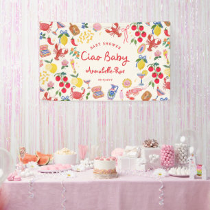 Lona Ciao Baby Baby Shower Personalizado Italiano
