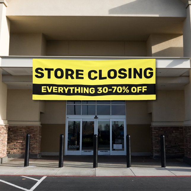 Lona Cierre de la tienda en negro y amarillo (black and yellow store closing closeout sale banner)