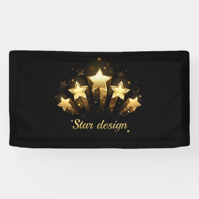 Lona Cinco estrellas de oro en negro (Horizontal)