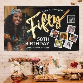 Lona Cincuenta oro 50.º cumpleaños fotos en negro