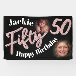 Lona Cincuenta y cincuenta años dos rosas de guión gráf