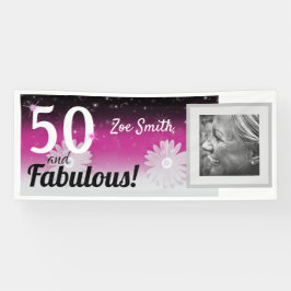 Lona Cincuenta y fabulosas margaritas rosas, negras y b