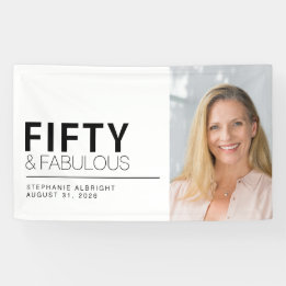 Lona Cincuenta y Fabuloso Foto Negrita Cumpleaños 50