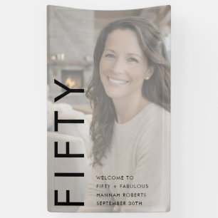 Lona Cincuenta y Fabuloso Foto Negrita Fiesta de cumple