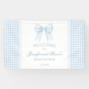 Lona Cinta de bienvenida de bebé con lazo azul lindo
