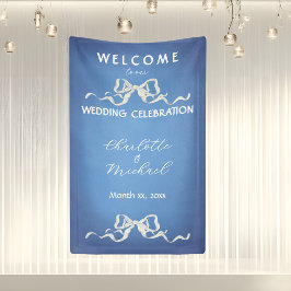 Lona Cinta de Bienvenida para Boda Romántica Elegante