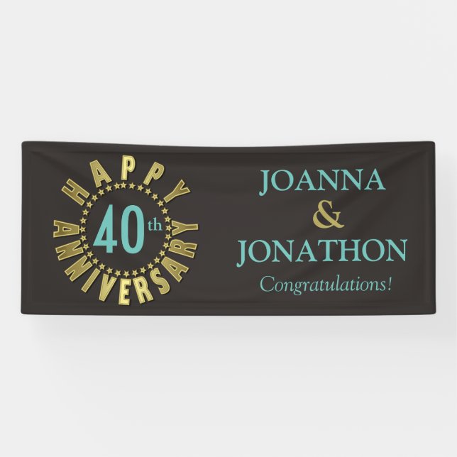 Lona Círculo de aniversario feliz de Stars Gold ID173 (Horizontal)