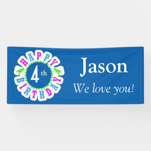 Lona Círculo de cumpleaños feliz para niños de estrella (Horizontal)