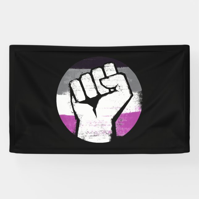 Lona Círculo de Puño Orgulloso Asexual Impreso (Horizontal)
