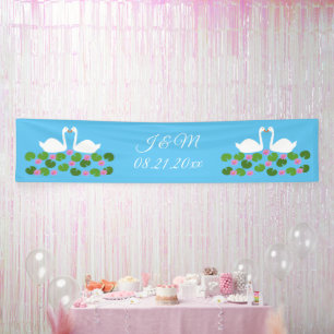 Lona Cisnes blancas y nenúfares Bodas Personalizado