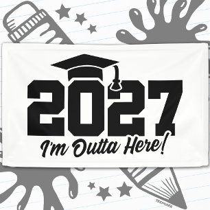 Lona Cita de Graduación "Outta Here" Clase de Graduados