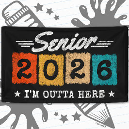 Lona Cita de graduación retro multicolor Senior 2026