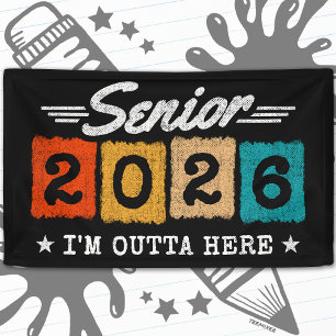 Lona Cita de graduación retro multicolor Senior 2026