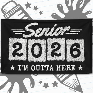 Lona Cita de graduación vintage Senior 2026 Tipo Retro