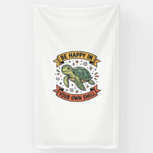 Lona Cita de Tortuga Feliz Diseño de Grabado Vintage_1
