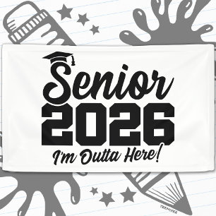 Lona Cita divertida de graduación Senior 2026 'Me voy d