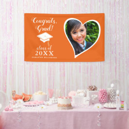 Lona Clase 2025 Naranja fotográfico y graduación en bla