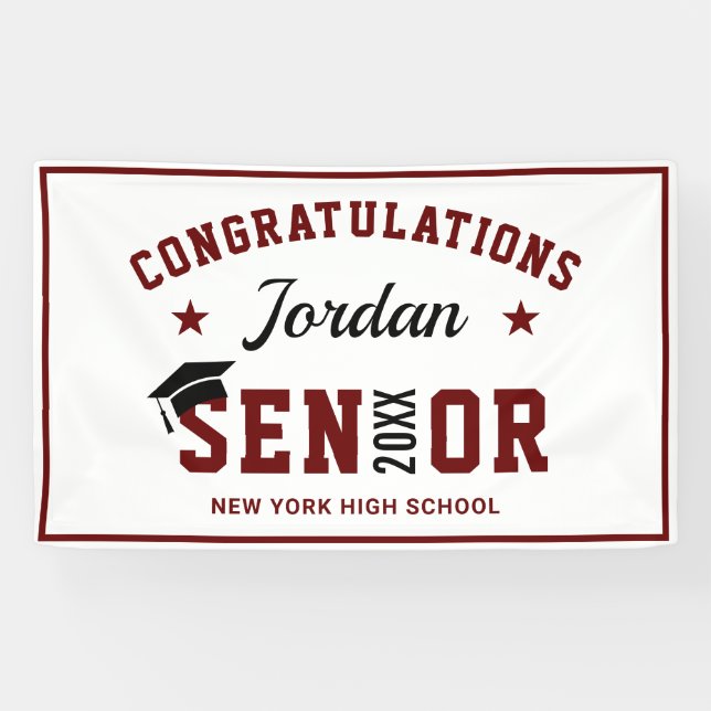 Lona Clase Borgoña Moderna del Partido de Graduación 20 (Horizontal)
