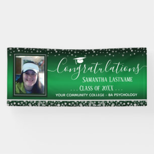 Lona Clase de 2022 Graduación Silver Confetti One Phot