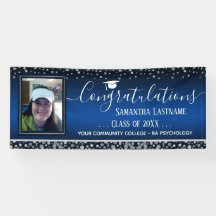 Clase de 2022 Graduación Silver Confetti One Photo