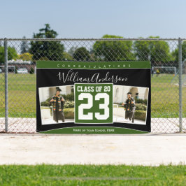 Lona Clase de 2023 Fotografía de Graduación Negra Verde