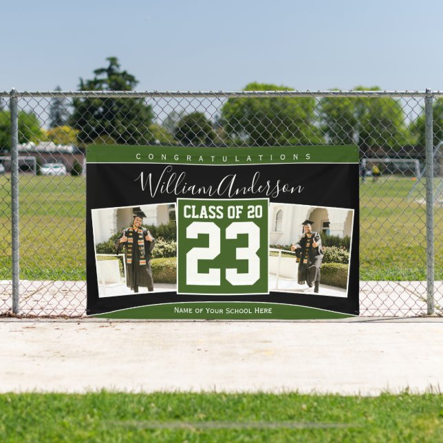 Lona Clase de 2023 Fotografía de Graduación Negra Verde (in situ)
