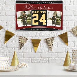 Lona Clase de 2024 Burgundy Black Gold Graduation Photo