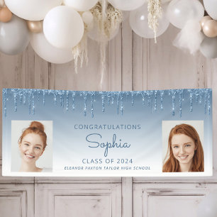 Lona Clase de 2024 Graduación de 2 fotografías de Blue 