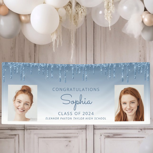 Lona Clase de 2024 Graduación de 2 fotografías de Blue  (Subido por el creador)