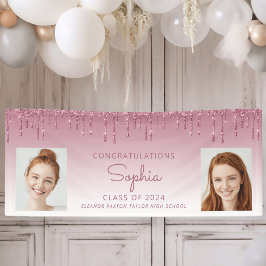 Lona Clase de 2024 Graduación de 2 fotos de Purpurina d