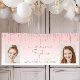 Lona Clase de 2024 Graduación de 2 fotos de Purpurina r